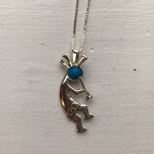 Sterling silver kokopelli pendant 18” silver chain